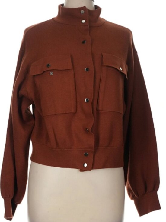 Marled by Reunited Clothing Sweaters - Marled by Reunited Clothing Sweater - Brown With Silver Buttons and Pockets